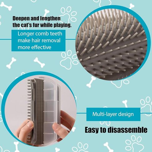 4 Pack Cat Face Scratcher, cat Corner Brush, 16 Adhesive Strips and 16 Screws for Easy Installation, Soft Silicone Material for Comfortable Grooming, Ideal for Furniture and Wall Corners in Kuwait