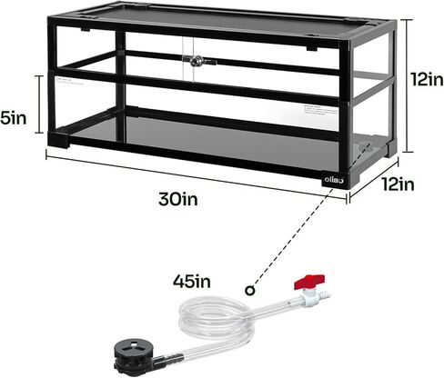 OIIBO خزان سلحفاة بسعة 18 جالون، حوض سمك كبير لخزان السلاحف المائية مقاس 30 بوصة × 12 بوصة × 12 بوصة مع نظام صرف، قاعدة عميقة مانعة للتسرب سهلة تغيير موطن السلحفاة المائية in Kuwait