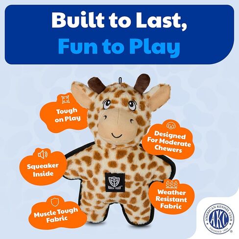 American Kennel Club Muscle Tough Giraffe Plush Dog Toy with Squeaker for Moderate Chewers, Durable Soft Dog Toy for Tugging & Play, Tough on Play Not on Teeth in Saudi Arabia