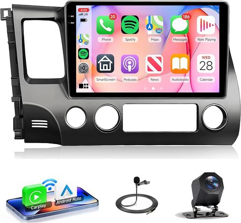 Android Car Stereo Radio for Honda Civic 2006-2011 with Apple Carplay GPS, Rimoody 10 Inch Touchscreen Android Auto Mirror Link Bluetooth FM/RDS WiFi EQ SWC Backup Camera in Kuwait