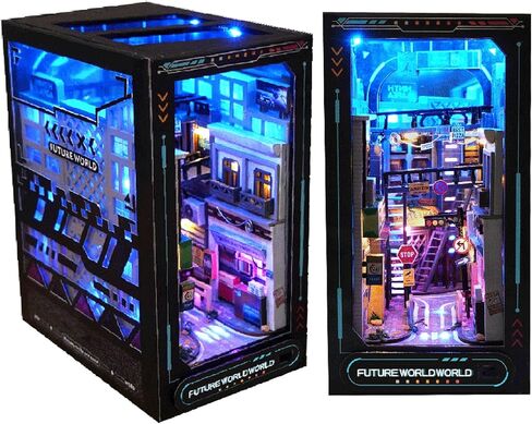 Spilay DIY Book Nook Kit، DIY Dollhouse Booknook Bookshelf إدراج ديكور زقاق، نموذج بناء مجموعة الإبداع مع ضوء LED للمراهقين والبالغين عيد ميلاد TC36 in Kuwait
