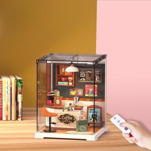 مجموعة Book Nook - مجموعة أدوات منزلية مصغرة للبالغين والمراهقين والأطفال، مجموعة أحجية ثلاثية الأبعاد لبيت الدمى مع ضوء LED، هدية إبداعية للعائلة والأصدقاء (قهوة سعيدة) in Kuwait