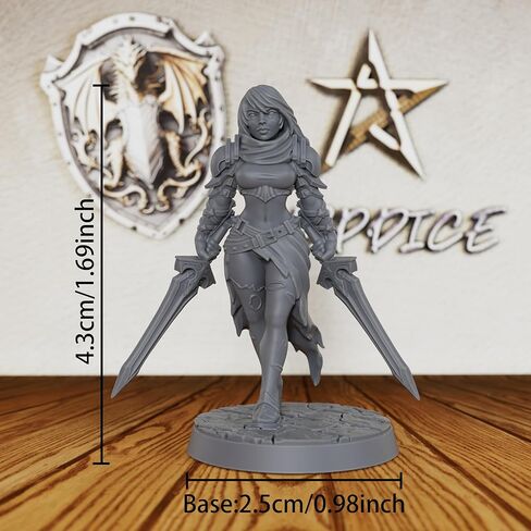 تمثال Blademaster Minis مزدوج الاستخدام - محارب بشري غير مطلي بمقياس 28 مم لألعاب الطاولة، شخصية بطلة خيالية للأبراج المحصنة والتنينات وTTRPGs - مقاتلة أنثى (AS601) in Kuwait