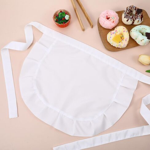Cosplay Waist Apron with French Headdress, White Retro Frilly Adorable Maid Waitress Aprons Kitchen Costume Half Apron for Women in Saudi Arabia