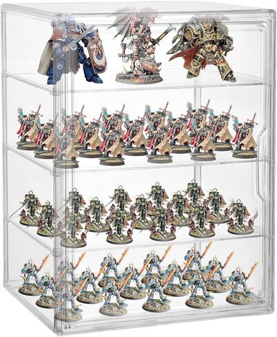 Clear Acrylic Miniature Storage Case for Collectibles Stackable Miniature Carrying Case Transport Action Figure Display case with Magnetic Door for Death Guard 40k Warhammer 40k Miniatures in Saudi Arabia