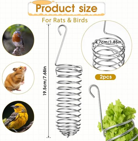 2Pcs Rat Enrichment Toys Stainless Steel Bird Food Holder Rat Parrot Foraging Toy Hanging Rodent Toy Fruit Vegetable Holder Puzzle Toys Slow Feeder Parakeet Foraging Mice Cage Accessories in Saudi Arabia