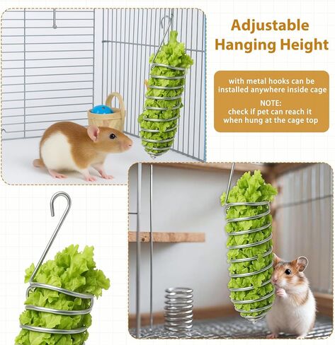 2Pcs Rat Enrichment Toys Stainless Steel Bird Food Holder Rat Parrot Foraging Toy Hanging Rodent Toy Fruit Vegetable Holder Puzzle Toys Slow Feeder Parakeet Foraging Mice Cage Accessories in Saudi Arabia