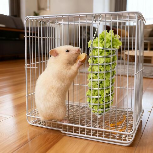 2Pcs Rat Enrichment Toys Stainless Steel Bird Food Holder Rat Parrot Foraging Toy Hanging Rodent Toy Fruit Vegetable Holder Puzzle Toys Slow Feeder Parakeet Foraging Mice Cage Accessories in Saudi Arabia