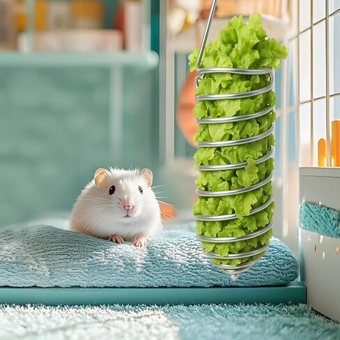 2Pcs Rat Enrichment Toys Stainless Steel Bird Food Holder Rat Parrot Foraging Toy Hanging Rodent Toy Fruit Vegetable Holder Puzzle Toys Slow Feeder Parakeet Foraging Mice Cage Accessories in Saudi Arabia