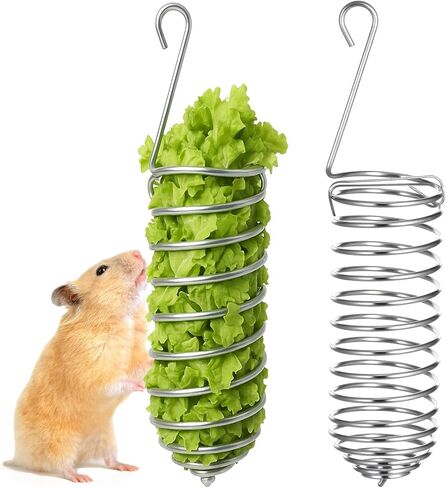 2Pcs Rat Enrichment Toys Stainless Steel Bird Food Holder Rat Parrot Foraging Toy Hanging Rodent Toy Fruit Vegetable Holder Puzzle Toys Slow Feeder Parakeet Foraging Mice Cage Accessories in Saudi Arabia