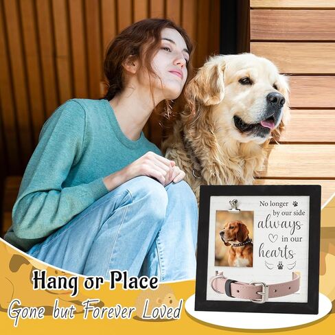 Pet Memorial Gifts, Pet Remembrance Picture Frame for Loss of Dog, Memorial Frame with Collar Holder for Pet Passed Away Sympathy Gifts in Saudi Arabia