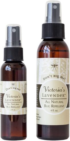 Victoria's Lavender Don’t Bug Me Insect Spray - Natural Insect Spray for Kids - Ideal for Outdoor & Indoor Protection - DEET Free with Essential Oils, Aloe Vera & Eucalyptus - Made in USA – 4 Fl Oz in Saudi Arabia
