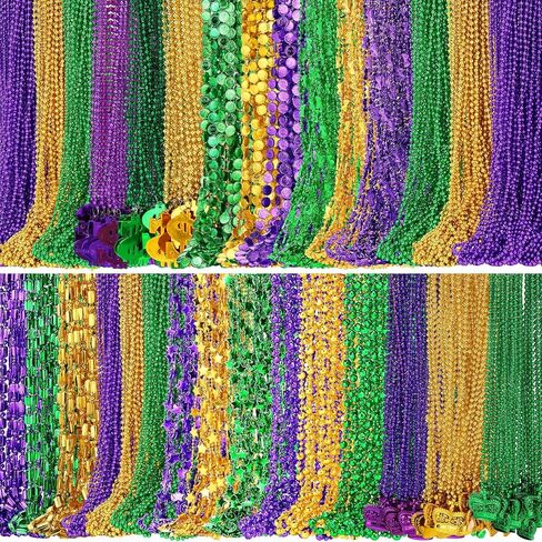 1500 Pcs Mardi Gras Beads Necklaces Bulk Purple Gold Green Mardi Gras Decorations Beads Necklaces for St Patrick Day Decoration Masquerade Costume Party Carnival Parade Celebrations Supplies in Saudi Arabia