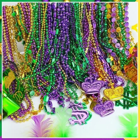 1500 Pcs Mardi Gras Beads Necklaces Bulk Purple Gold Green Mardi Gras Decorations Beads Necklaces for St Patrick Day Decoration Masquerade Costume Party Carnival Parade Celebrations Supplies in Saudi Arabia