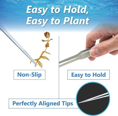 3-Piece Aquascaping Tools Set – 25cm / 9.8in Straight & Curved Long Tweezers, Scissors, Fine Tip 1mm – Aquarium Plant Care, Terrarium Tools in Saudi Arabia
