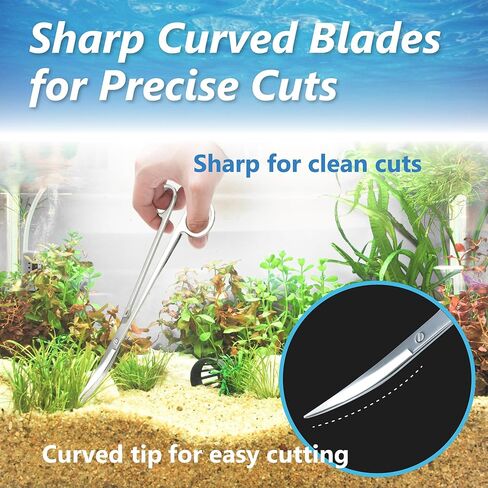 3-Piece Aquascaping Tools Set – 25cm / 9.8in Straight & Curved Long Tweezers, Scissors, Fine Tip 1mm – Aquarium Plant Care, Terrarium Tools in Saudi Arabia