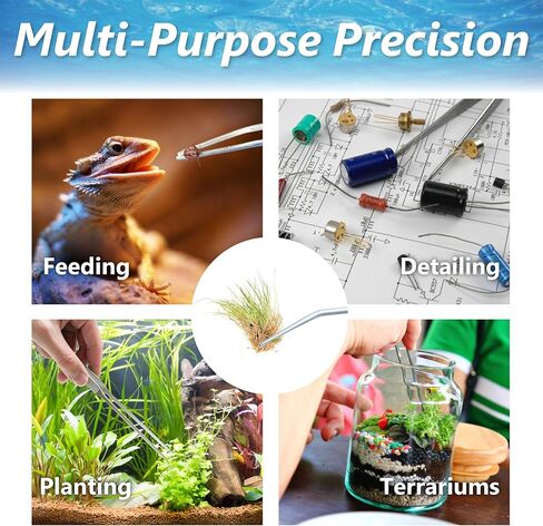 3-Piece Aquascaping Tools Set – 25cm / 9.8in Straight & Curved Long Tweezers, Scissors, Fine Tip 1mm – Aquarium Plant Care, Terrarium Tools in Saudi Arabia