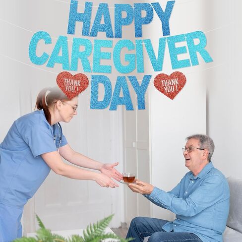 Happy Caregivers Day Banner - NO DIY Caregivers Appreciation Party Decorations For Office Décor Caregiver Appreciation Gifts Glitter in Saudi Arabia