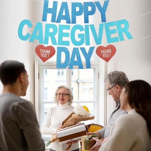 Happy Caregivers Day Banner - NO DIY Caregivers Appreciation Party Decorations For Office Décor Caregiver Appreciation Gifts Glitter in Saudi Arabia