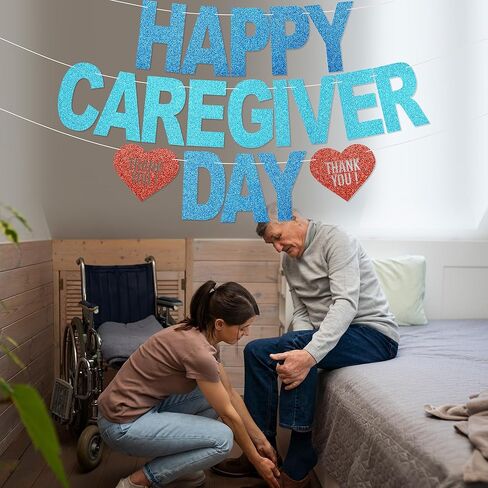 Happy Caregivers Day Banner - NO DIY Caregivers Appreciation Party Decorations For Office Décor Caregiver Appreciation Gifts Glitter in Saudi Arabia