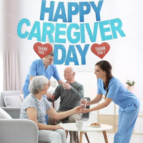 Happy Caregivers Day Banner - NO DIY Caregivers Appreciation Party Decorations For Office Décor Caregiver Appreciation Gifts Glitter in Saudi Arabia