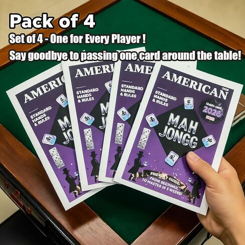 Mah Jongg 2026 2025 Reference Manual Pack of 4 - Friendly Guide for Beginner with Large Print, Standard Hands & Play Rules Winning Hands, Game Flow & Special Tiles Usage for Veterans in Kuwait
