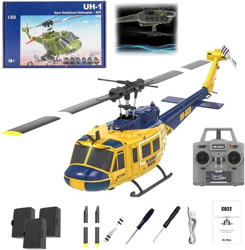 طائرات هليكوبتر RC ERA C032 UH-1 Huey RC للبالغين المبتدئين، بمقياس 1/48 6CH 2.4G 6 محاور جيروسكوبية للتحكم عن بعد مع تدحرج ثلاثي الأبعاد وثبات الارتفاع (RTF / 3 بطاريات) in Kuwait