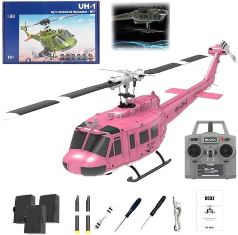 طائرات هليكوبتر RC ERA C032 UH-1 Huey RC للبالغين المبتدئين، بمقياس 1/48 6CH 2.4G 6 محاور جيروسكوبية للتحكم عن بعد مع تدحرج ثلاثي الأبعاد وثبات الارتفاع (RTF / 3 بطاريات) in Kuwait