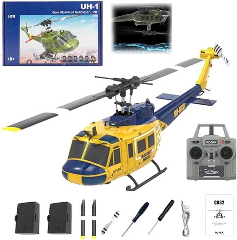 طائرات هليكوبتر RC ERA C032 UH-1 Huey RC للبالغين المبتدئين، بمقياس 1/48 6CH 2.4G 6 محاور جيروسكوبية للتحكم عن بعد مع تدحرج ثلاثي الأبعاد وثبات الارتفاع (RTF / 3 بطاريات) in Kuwait