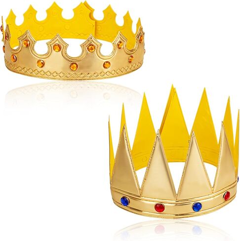 2 Pcs Birthday King Crowns, Prince Golden King Crown Adjustable Costume Crowns with Gems for Birthday Party, Photo Props Halloween Crown in Saudi Arabia