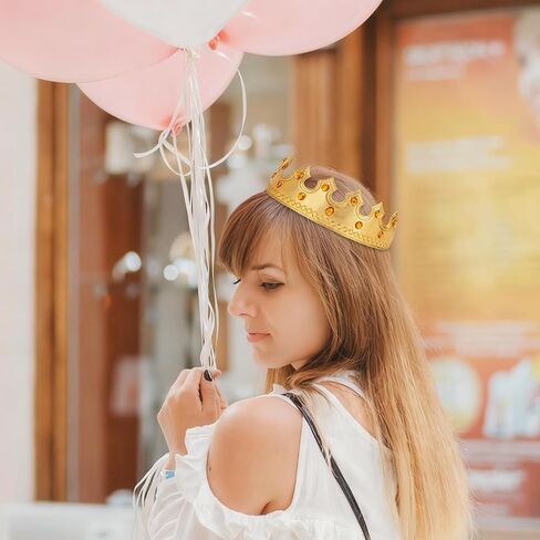 2 Pcs Birthday King Crowns, Prince Golden King Crown Adjustable Costume Crowns with Gems for Birthday Party, Photo Props Halloween Crown in Saudi Arabia