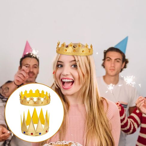 2 Pcs Birthday King Crowns, Prince Golden King Crown Adjustable Costume Crowns with Gems for Birthday Party, Photo Props Halloween Crown in Saudi Arabia