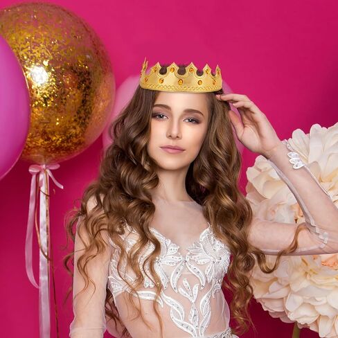 2 Pcs Birthday King Crowns, Prince Golden King Crown Adjustable Costume Crowns with Gems for Birthday Party, Photo Props Halloween Crown in Saudi Arabia