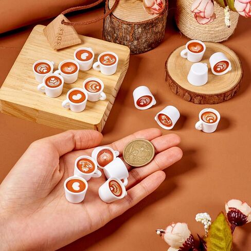 Beadthoven 20Pcs Mini Resin Coffee Cups 5 Styles Miniature Coffee Mug Tiny Coffee Drink Beverage Dollhouse Accessories for Doll Kitchen Play Christmas Party Decoration Keychain Earring Making in Saudi Arabia