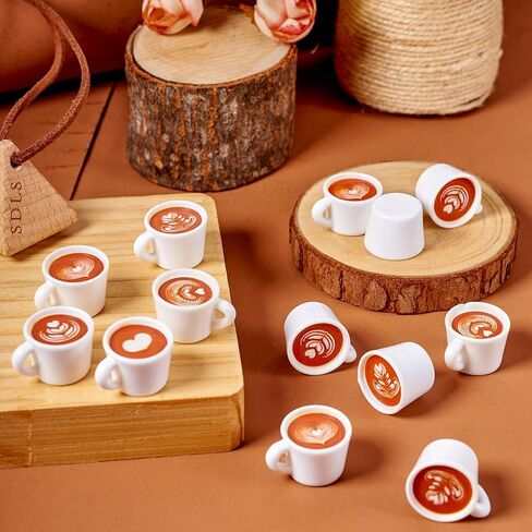 Beadthoven 20Pcs Mini Resin Coffee Cups 5 Styles Miniature Coffee Mug Tiny Coffee Drink Beverage Dollhouse Accessories for Doll Kitchen Play Christmas Party Decoration Keychain Earring Making in Saudi Arabia