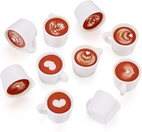 Beadthoven 20Pcs Mini Resin Coffee Cups 5 Styles Miniature Coffee Mug Tiny Coffee Drink Beverage Dollhouse Accessories for Doll Kitchen Play Christmas Party Decoration Keychain Earring Making in Saudi Arabia