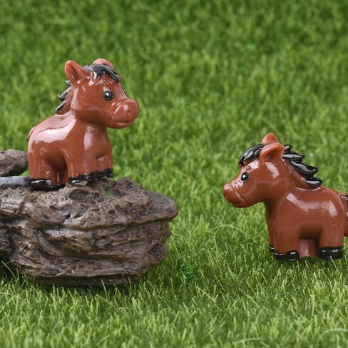HUIANER Miniature Horse 15PCS Mini Horse Figures Fairy Garden Horse Resin Pony Figurine Moss Landscape Decoration DIY Craft Home Decor in Saudi Arabia