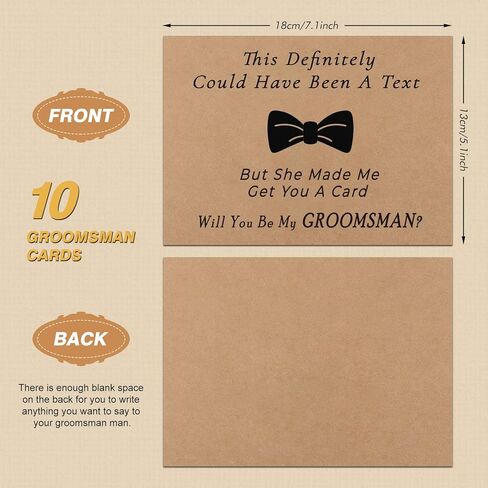 مجموعة بطاقات اقتراح مكونة من 12 قطعة، TNE Creator مقاس 7.1 × 5.1 بوصة، 10 قطع من بطاقات Will You Be My Groomsman المضحكة + قطعتين من بطاقة Will You Be My Best Man مع 12 قطعة مظاريف لمستلزمات الزفاف in Kuwait