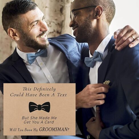 مجموعة بطاقات اقتراح مكونة من 12 قطعة، TNE Creator مقاس 7.1 × 5.1 بوصة، 10 قطع من بطاقات Will You Be My Groomsman المضحكة + قطعتين من بطاقة Will You Be My Best Man مع 12 قطعة مظاريف لمستلزمات الزفاف in Kuwait