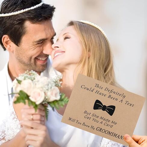 مجموعة بطاقات اقتراح مكونة من 12 قطعة، TNE Creator مقاس 7.1 × 5.1 بوصة، 10 قطع من بطاقات Will You Be My Groomsman المضحكة + قطعتين من بطاقة Will You Be My Best Man مع 12 قطعة مظاريف لمستلزمات الزفاف in Kuwait