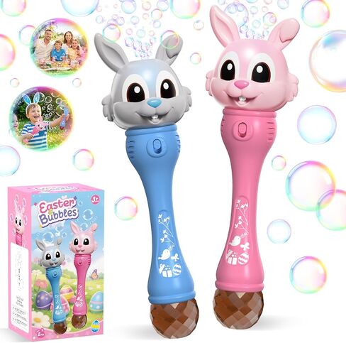 Bubble Machine for Kids, 2 Pack Bunny Bubble Wands, Easter Basket Stuffers for Toddler, Automatic Rabbit Bubble Blower,Outdoor Bubble Toys Easter Gift for Age 3 4 5 6 7 8 Years Old Boys Girls in Kuwait