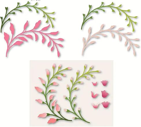 3pcs/Set Flower Leaf Branches Metal Die Cuts,Floral Leaves Frame Stencils DIY Crafts Cards Cutting Dies Cuts for DIY Embossing Card Making Photo Decorative Paper Dies Scrapbooking in Saudi Arabia