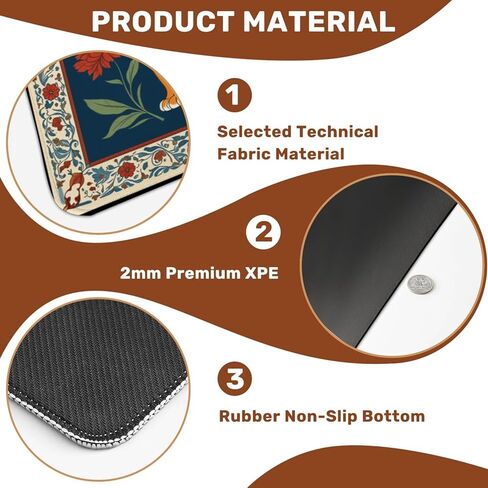 حصيرة ماهجونج مع حقيبة حمل مقاس 31.5 بوصة × 31.5 بوصة، مضادة للانزلاق لتقليل الضوضاء، زهور حمراء نمر مهيبة، حدود مزخرفة باللون الأزرق العميق لألعاب ماهجونج بوكر الدومينو وألعاب البلاط in Kuwait