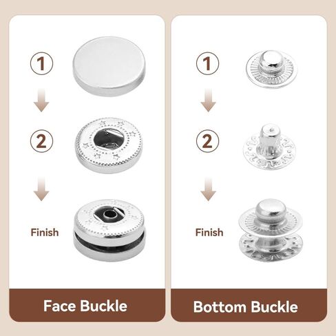 3/5in Heavy Duty Snap Button Kit, 160 Pieces Durable Copper Zinc Alloy Clothing Snaps, No Sew Leather Snaps for Jeans Bracelets, Jackets, Bags Belt, DIY Crafts in Saudi Arabia