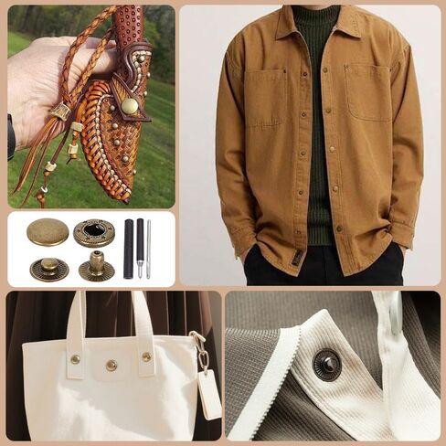 3/5in Heavy Duty Snap Button Kit, 160 Pieces Durable Copper Zinc Alloy Clothing Snaps, No Sew Leather Snaps for Jeans Bracelets, Jackets, Bags Belt, DIY Crafts in Saudi Arabia