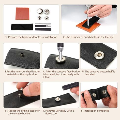 3/5in Heavy Duty Snap Button Kit, 160 Pieces Durable Copper Zinc Alloy Clothing Snaps, No Sew Leather Snaps for Jeans Bracelets, Jackets, Bags Belt, DIY Crafts in Saudi Arabia