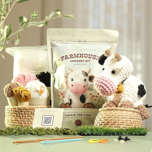 Amigurumi Crochet Kit for Beginners Adults and Kids, Learn to Crochet Kits for Adults Beginner with Easy Yarn, Stuffed Crochet Animal Kit with Step-by-Step Video Tutorials - Harvey the Horse in Kuwait