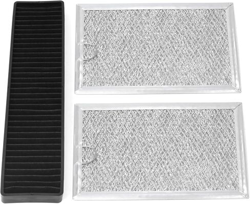 Microwave Filter Set Compatible with GE JVM7195SK6SS PNM9216SK5SS JVM7195EK5ES JNM7196DK5BB JVM7195DK5WW JNM7196SK6SS Microwave Oven Grease & Charcoal Filters Replacement Part, 3 Pack in Saudi Arabia