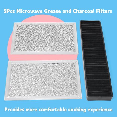 Microwave Filter Set Compatible with GE JVM7195SK6SS PNM9216SK5SS JVM7195EK5ES JNM7196DK5BB JVM7195DK5WW JNM7196SK6SS Microwave Oven Grease & Charcoal Filters Replacement Part, 3 Pack in Saudi Arabia