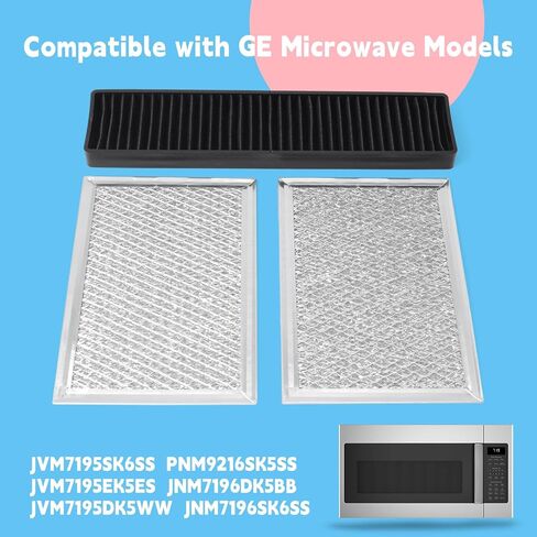 Microwave Filter Set Compatible with GE JVM7195SK6SS PNM9216SK5SS JVM7195EK5ES JNM7196DK5BB JVM7195DK5WW JNM7196SK6SS Microwave Oven Grease & Charcoal Filters Replacement Part, 3 Pack in Saudi Arabia